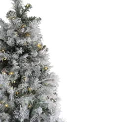 7.5' Pre-Lit LED Lights Flocked Victoria Pine Artificial Christmas Tree - Multicolor Light Options