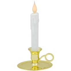8" Pre-Lit LED White Lighted Christmas Candle Lamp with Oval Handle Base