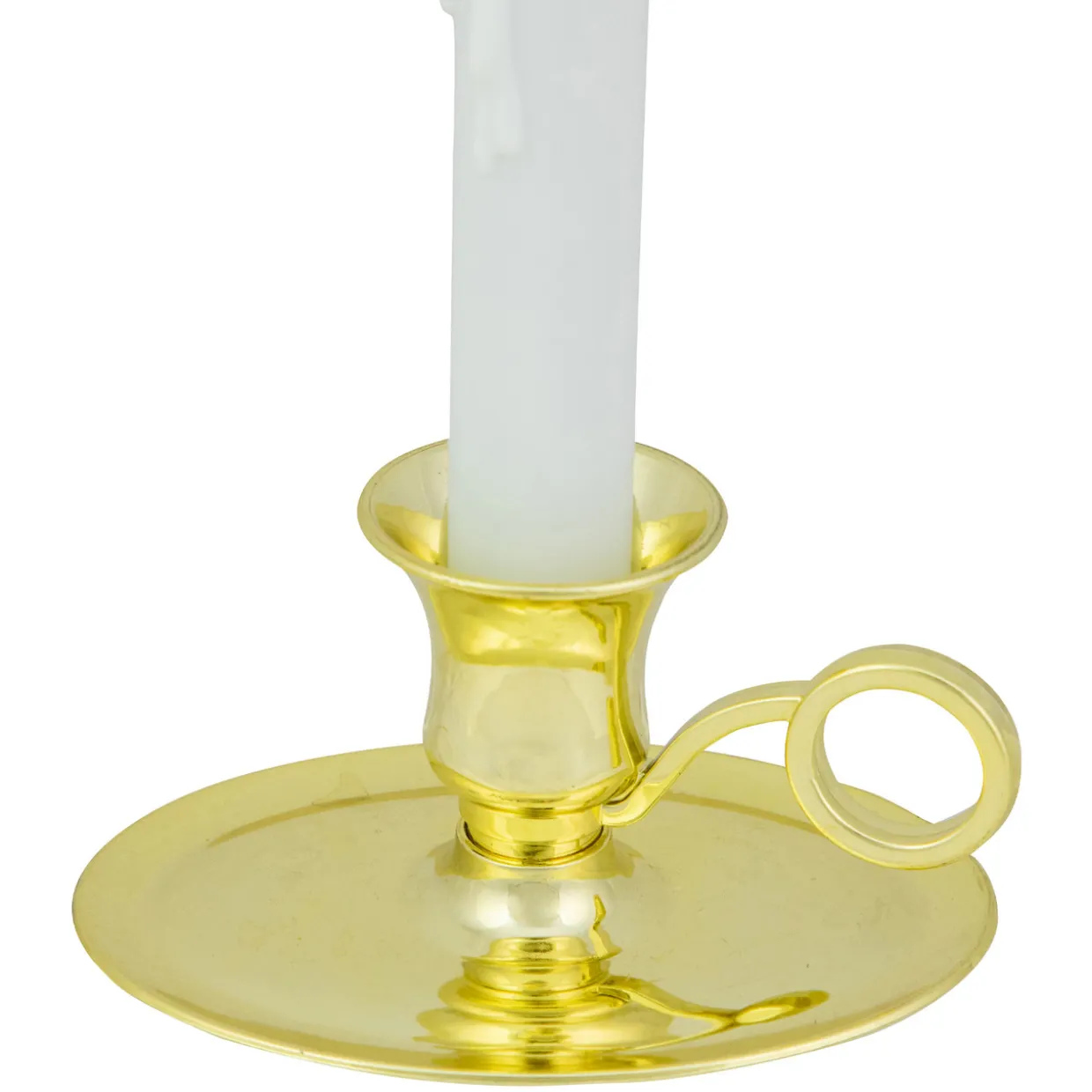 8" Pre-Lit LED White Lighted Christmas Candle Lamp with Oval Handle Base