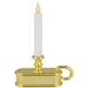 9.5" Pre-Lit LED White Lighted Christmas Candle Lamp with Gold Handle Base
