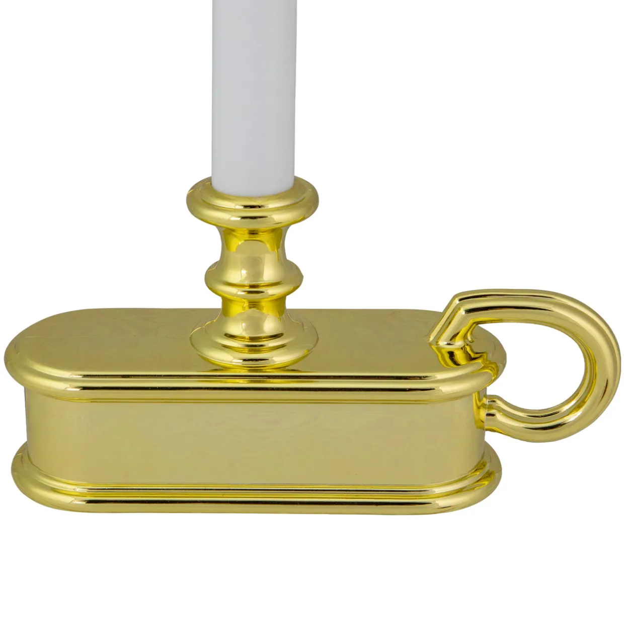 9.5" Pre-Lit LED White Lighted Christmas Candle Lamp with Gold Handle Base