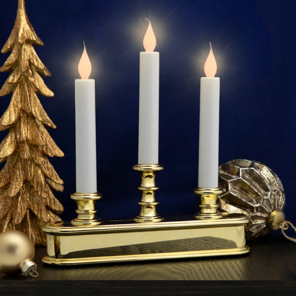 10" Pre-Lit LED White Lighted Candolier Christmas Candle Lamp