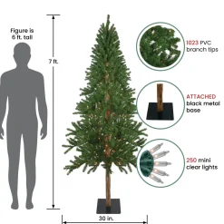 7' Pre-Lit Medium Alpine Artificial Christmas Tree, Clear Lights