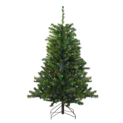 4' Pre-Lit Medium Canadian Pine Artificial Christmas Tree - Multicolor LED Lights