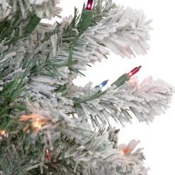 3' Pre-Lit Medium Heavily Flocked Madison Pine Artificial Christmas Tree, Multi Lights