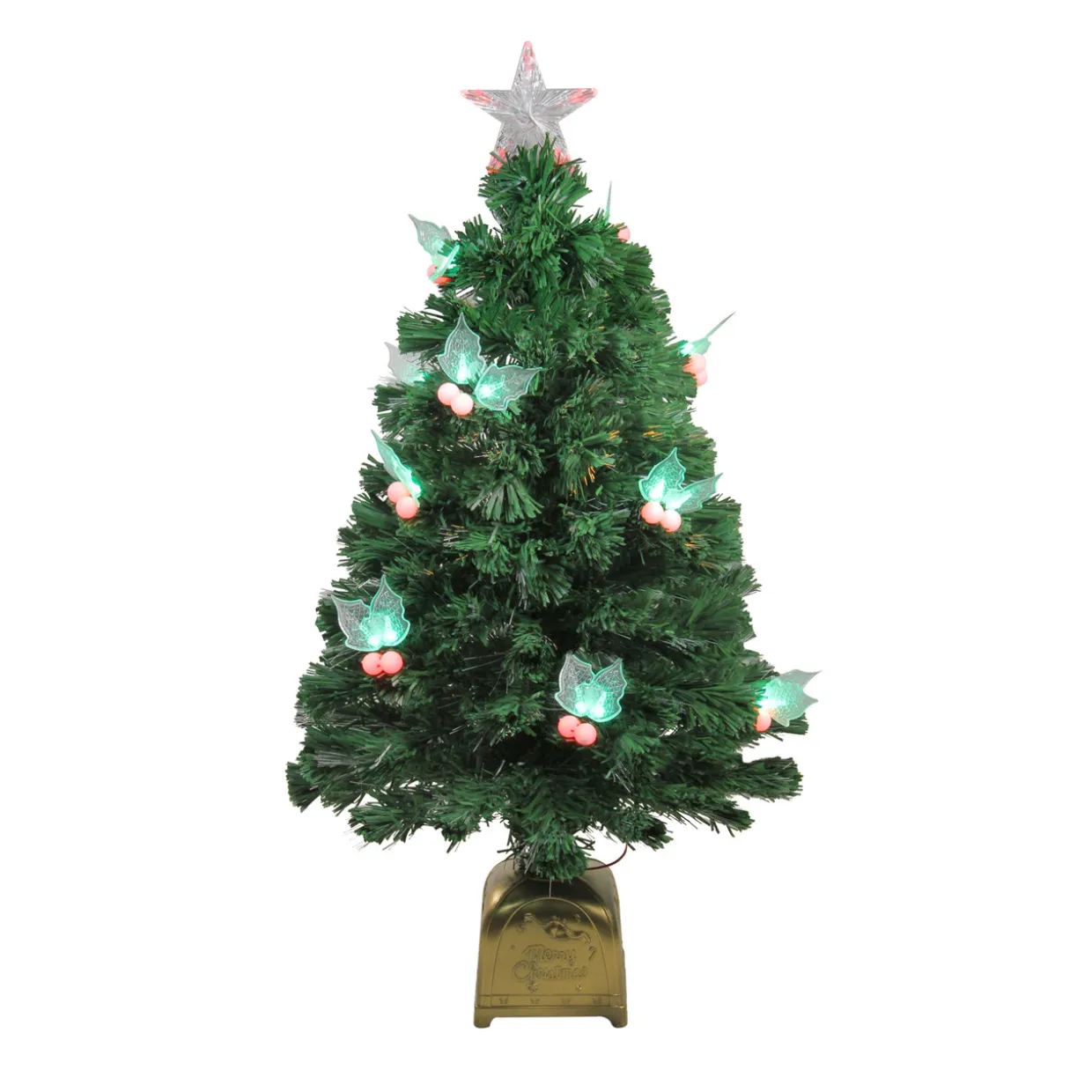 3' Pre-Lit Medium Profile Holly Berries Artificial Christmas Tree - Multi-Color LED Lights
