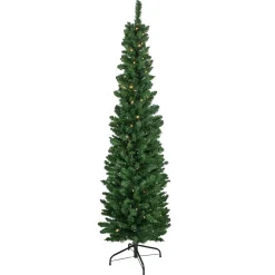 6' Pre-Lit Northern Balsam Fir Pencil Artificial Christmas Tree, Warm Clear LED Lights
