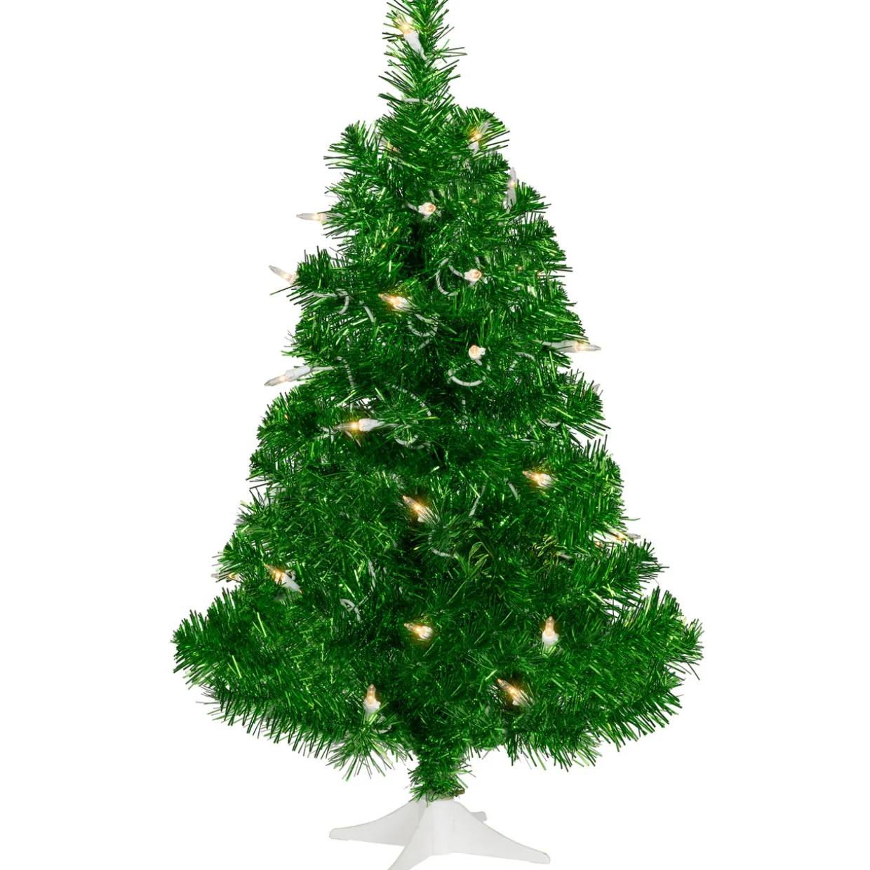 2' Pre-Lit Paradise Lime Green Tinsel Pine Artificial Christmas Tree - Clear Lights