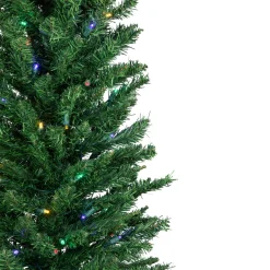 6' Pre-Lit Pencil Northern Balsam Fir Artificial Christmas Tree, Multi LED Lights
