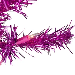 6' Pre-Lit Pink Artificial Tinsel Christmas Tree, Clear Lights