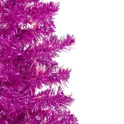 6' Pre-Lit Pink Artificial Tinsel Christmas Tree, Clear Lights