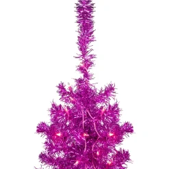 6' Pre-Lit Pink Artificial Tinsel Christmas Tree, Clear Lights