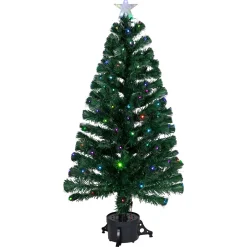 4' Pre-Lit Potted Fiber Optic Artificial Christmas Tree, Multicolor LED Lights