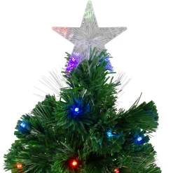 4' Pre-Lit Potted Fiber Optic Artificial Christmas Tree, Multicolor LED Lights