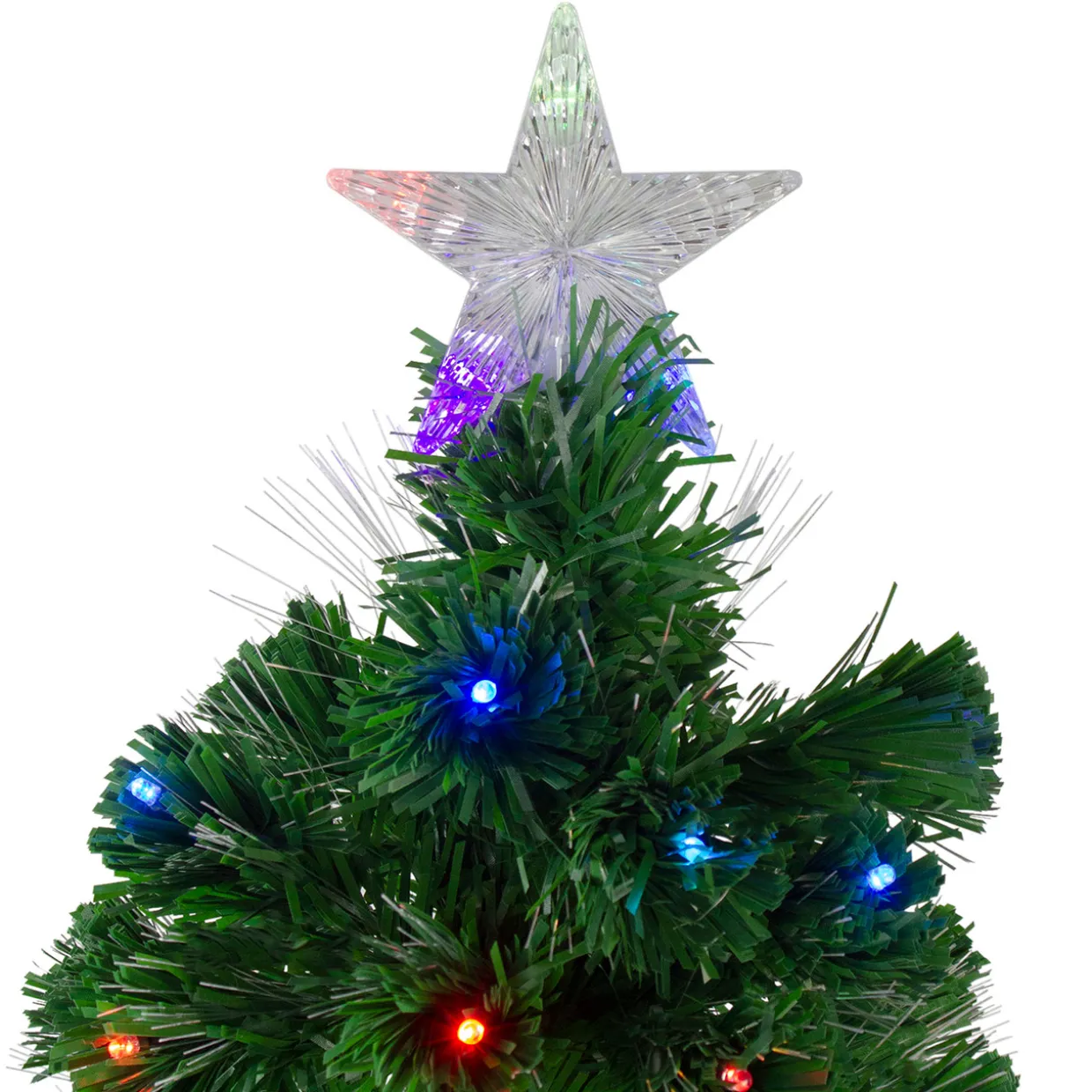 4' Pre-Lit Potted Fiber Optic Artificial Christmas Tree, Multicolor LED Lights