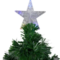 4' Pre-lit Potted Medium Pine Color Changing Star Artificial Christmas Tree - Multi-Color Fiber Optic LED Lights