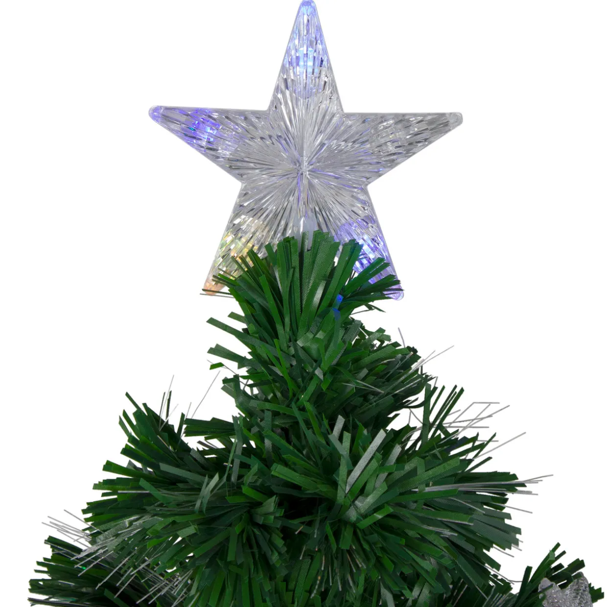 4' Pre-lit Potted Medium Pine Color Changing Star Artificial Christmas Tree - Multi-Color Fiber Optic LED Lights