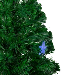 4' Pre-lit Potted Medium Pine Color Changing Star Artificial Christmas Tree - Multi-Color Fiber Optic LED Lights
