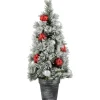 3' Pre-Lit Potted Snowy Bristle Pine Artificial Christmas Tree, Warm White LED Lights