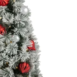 2' Pre-Lit Potted Snowy Bristle Pine Artificial Christmas Tree, Warm White LED Lights
