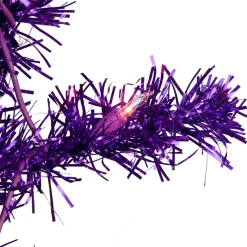 6' Pre-Lit Purple Artificial Tinsel Christmas Tree, Clear Lights