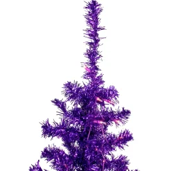 6' Pre-Lit Purple Artificial Tinsel Christmas Tree, Clear Lights