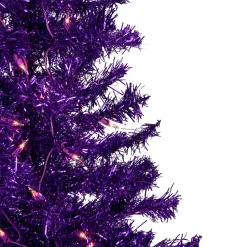 6' Pre-Lit Purple Artificial Tinsel Christmas Tree, Clear Lights