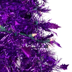 4' Pre-Lit Purple Tinsel Pop-Up Artificial Christmas Tree, Clear Lights