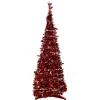 4' Pre-Lit Red Pop-Up Tinsel Christmas Tree, Clear Lights