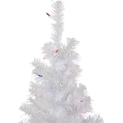4' Pre-lit Rockport White Pine Artificial Christmas Tree, Multi Lights