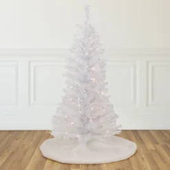 4' Pre-lit Rockport White Pine Artificial Christmas Tree, Clear Lights