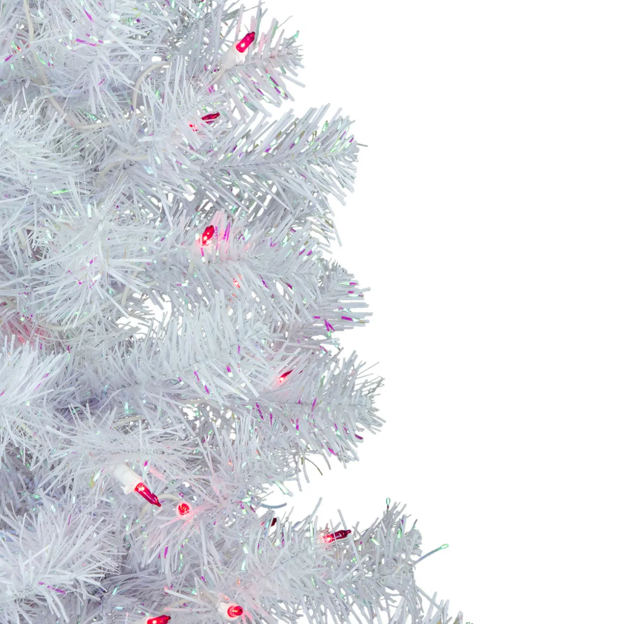 3' Pre-lit Rockport White Pine Artificial Christmas Tree, Pink Lights