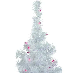 3' Pre-lit Rockport White Pine Artificial Christmas Tree, Pink Lights