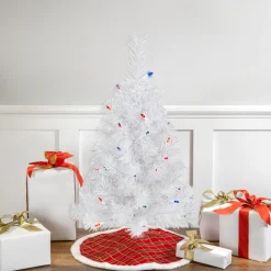 2' Pre-lit Rockport White Pine Artificial Christmas Tree, Multi Lights