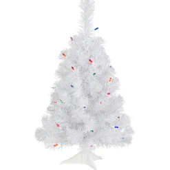 2' Pre-lit Rockport White Pine Artificial Christmas Tree, Multi Lights