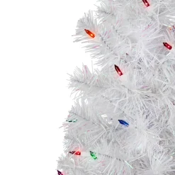 2' Pre-lit Rockport White Pine Artificial Christmas Tree, Multi Lights