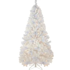 6.5' Pre-Lit Seneca White Spruce Artificial Christmas Tree, Dual Function LED Lights