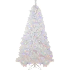 6.5' Pre-Lit Seneca White Spruce Artificial Christmas Tree, Dual Function LED Lights