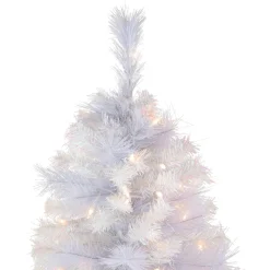 6.5' Pre-Lit Seneca White Spruce Artificial Christmas Tree, Dual Function LED Lights