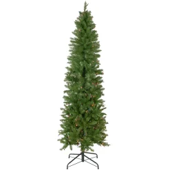 6.5' Pre-Lit Silver Lake Fir Pencil Artificial Christmas Tree, Multi Lights