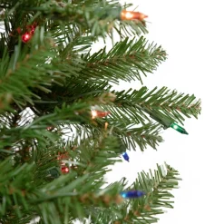 6.5' Pre-Lit Silver Lake Fir Pencil Artificial Christmas Tree, Multi Lights