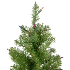 6.5' Pre-Lit Silver Lake Fir Pencil Artificial Christmas Tree, Multi Lights