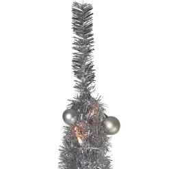 6' Pre-Lit Silver Pre-Decorated Pop-Up Artificial Christmas Tree