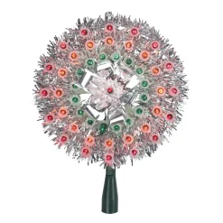 8" Pre-Lit Silver Starburst Christmas Tree Topper - Multicolor Lights