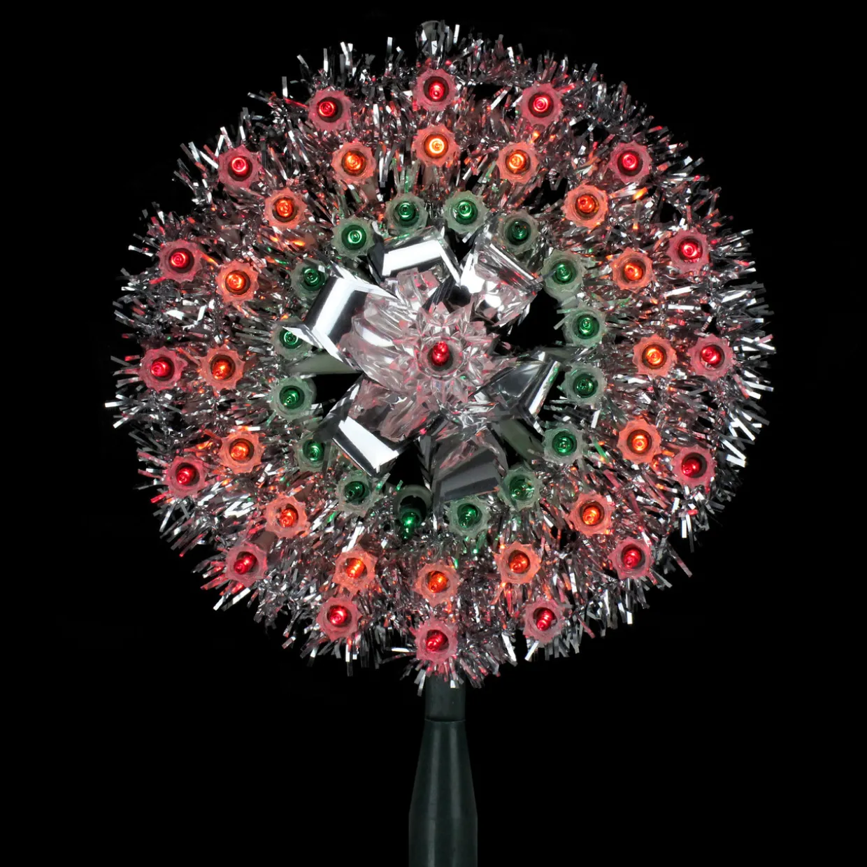 8" Pre-Lit Silver Starburst Christmas Tree Topper - Multicolor Lights