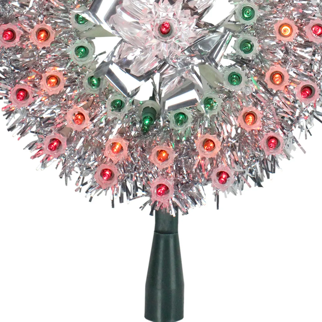 8" Pre-Lit Silver Starburst Christmas Tree Topper - Multicolor Lights
