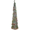 6' Pre-Lit Silver Tinsel Pop-Up Artificial Christmas Tree - Warm White LED Lights