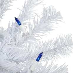 6.5’ Pre-Lit Slim Geneva White Spruce Artificial Christmas Tree, Blue Lights
