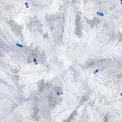 6.5’ Pre-Lit Slim Geneva White Spruce Artificial Christmas Tree, Blue Lights