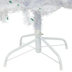 6.5’ Pre-Lit Slim Geneva White Spruce Artificial Christmas Tree, Green Lights